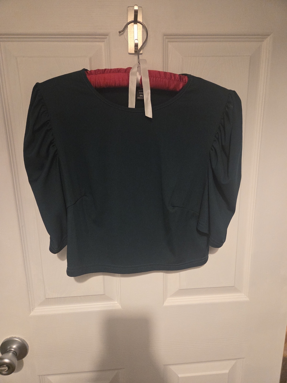 Women's Forest Green Puff Sleeve Top
